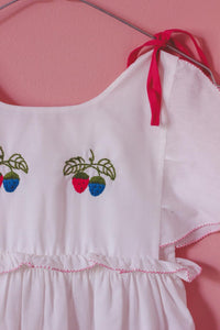 Lasten kirjailtu puuvillavintagemekko 110-120 cm