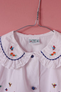 Lasten Benettonin kirjailtu puuvillavintagepusero/mekko 110-160 cm