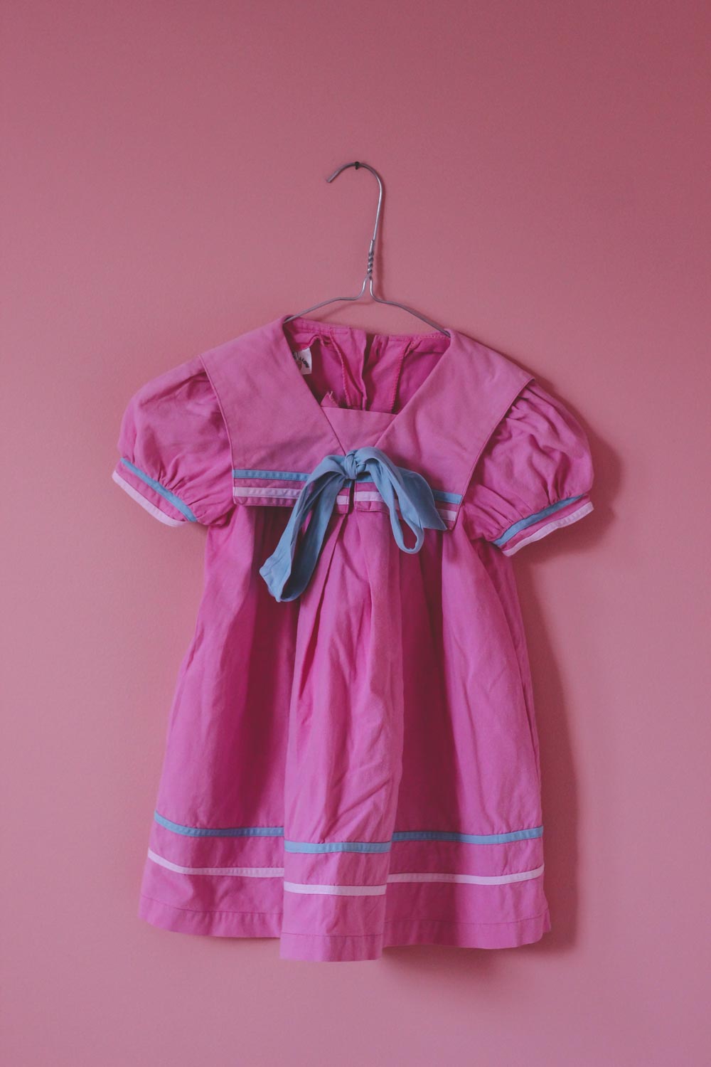 Lasten pinkki vintagepuuvillamekko 104-110 cm