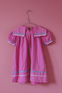 Lasten pinkki vintagepuuvillamekko 104-110 cm