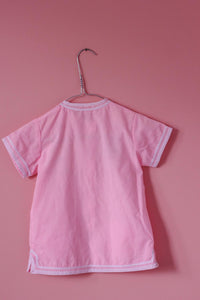 Lasten kirjailtu pinkki vintagepusero/mekko 110-120 cm