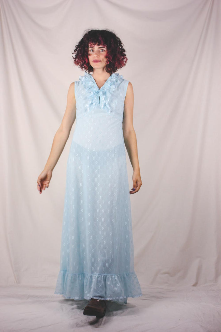 Sevina 70-luvun baby blue maksimekko