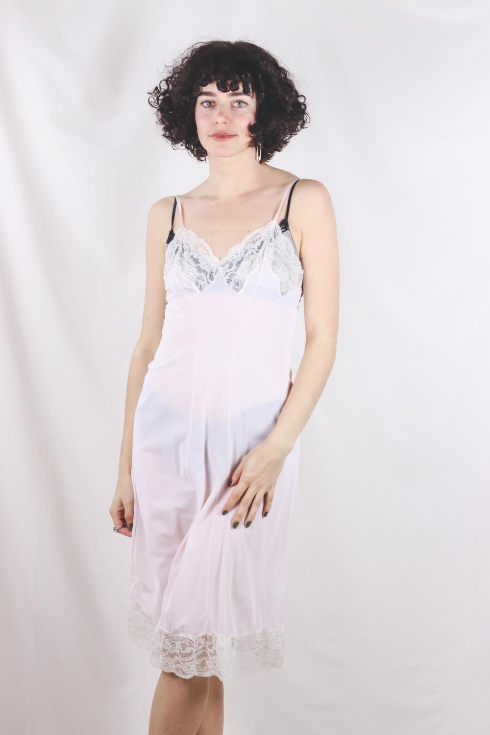 Perlon pink 60-luvun vintage slip dress