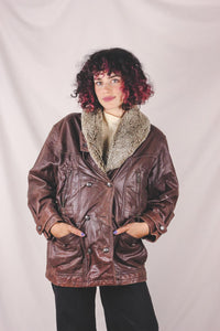 Sofina vintagenahkaparkatakki