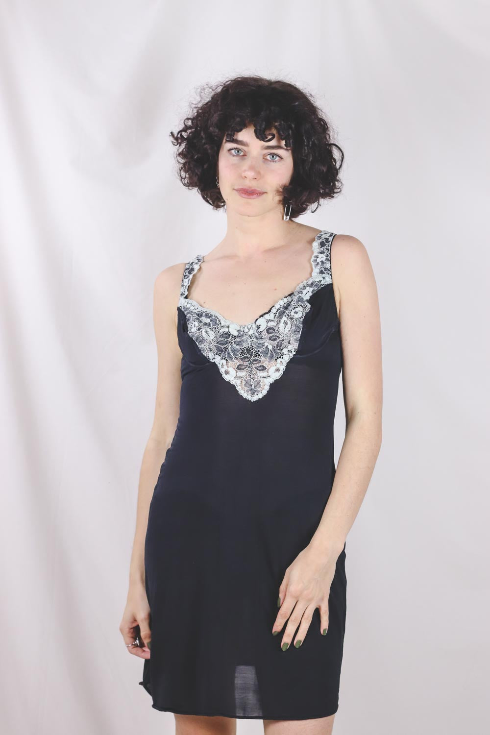 Lacey black vintage slip dress
