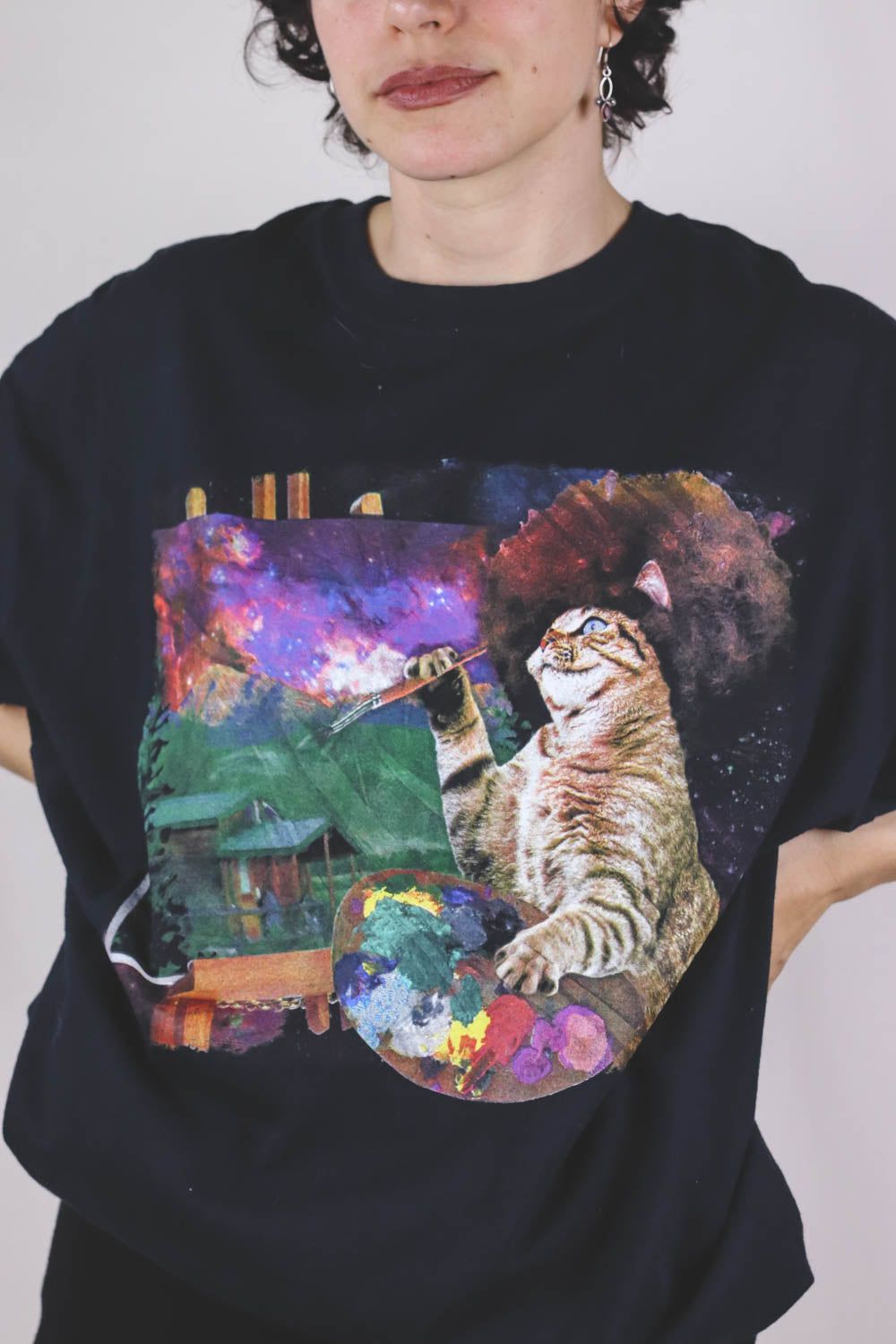 Bob Ross Cat vintage t-paita