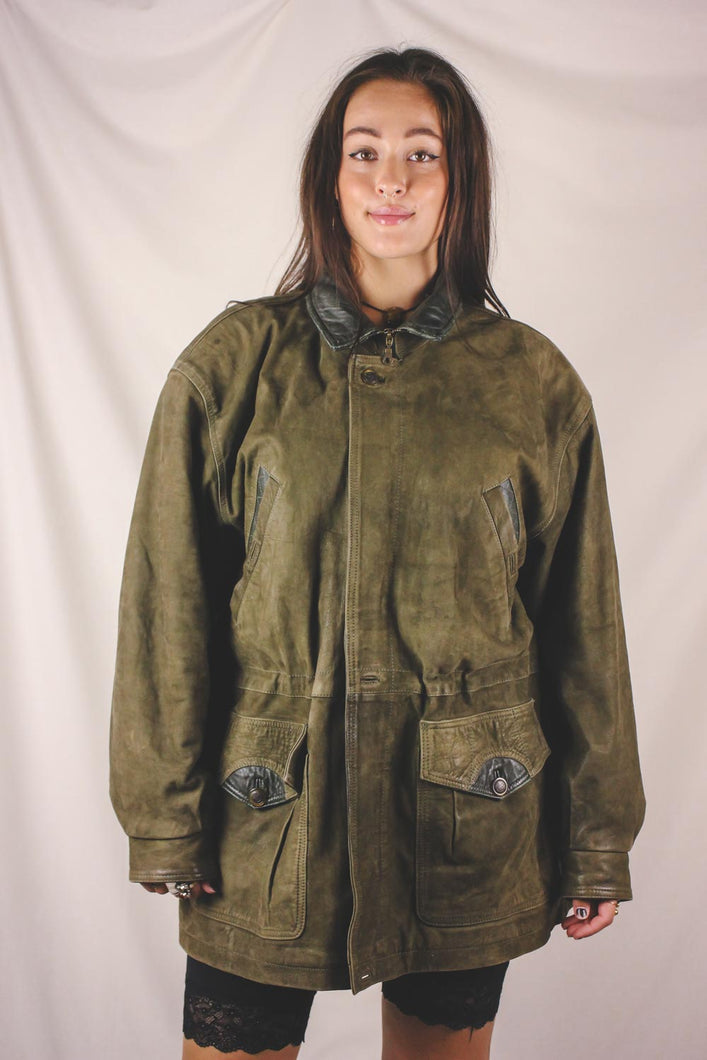 Samina vintagenahkaparkatakki