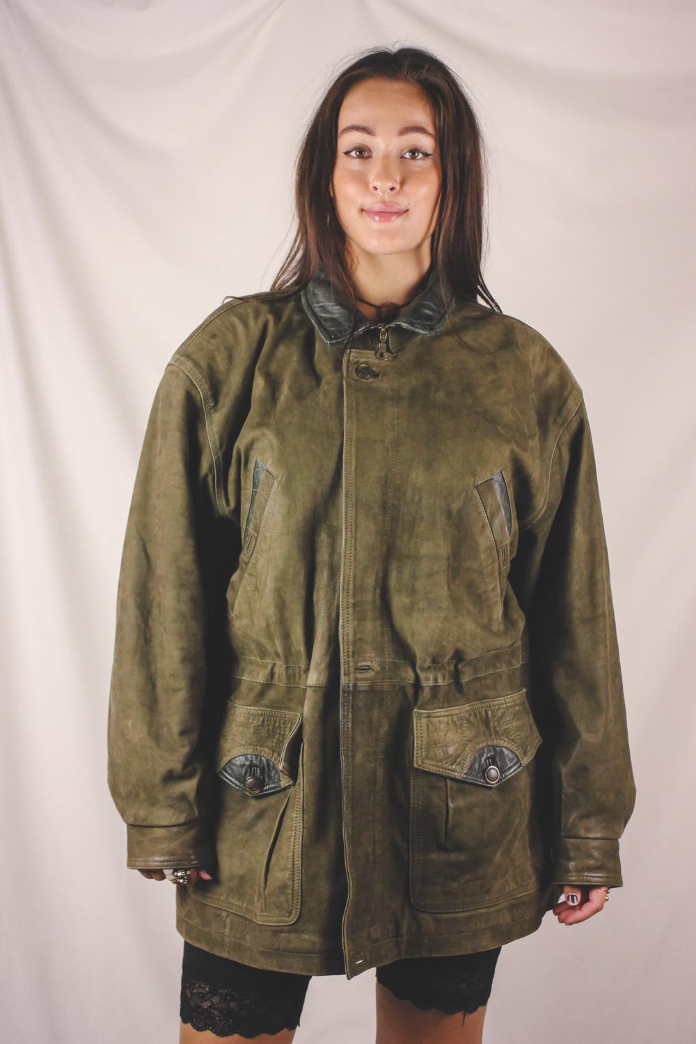 Samina vintagenahkaparkatakki