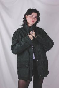 Milona tummanvihreä vintagemokkanahkatakki