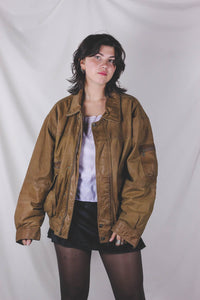 Aino kamelinruskea vintagenahkatakki