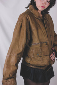 Aino kamelinruskea vintagenahkatakki