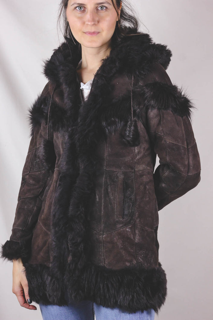 Simone vintagelampaannahkatakki