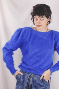 Blue vintageangoraneule