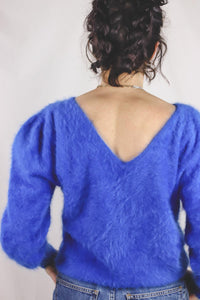 Blue vintageangoraneule