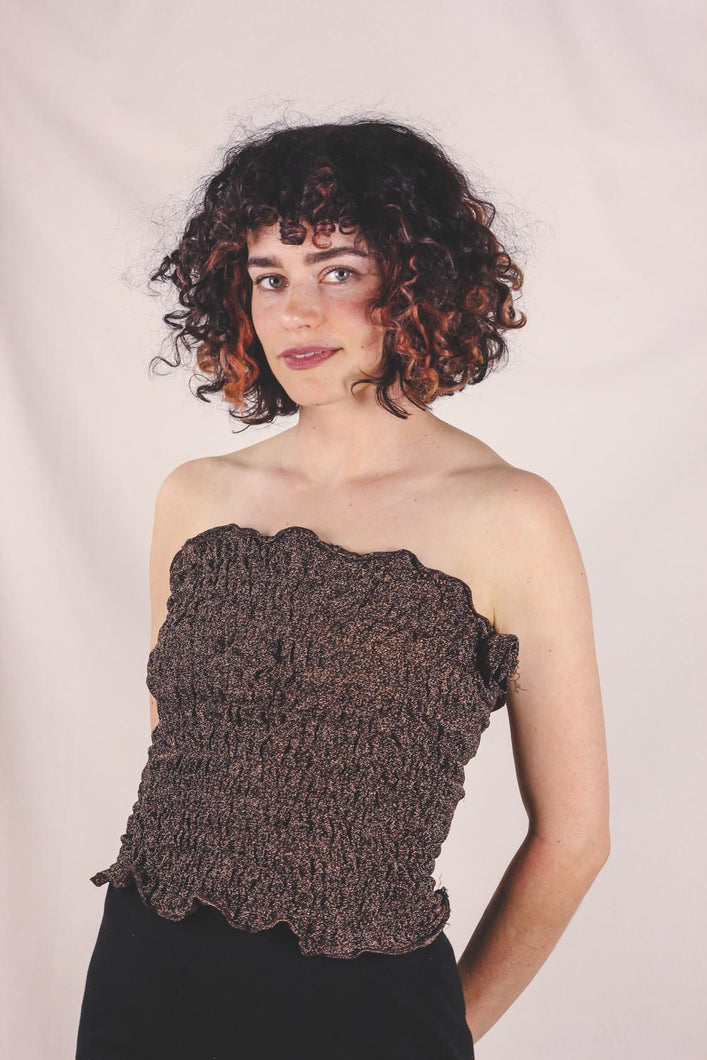 Sienna kimaltava vintagetoppi