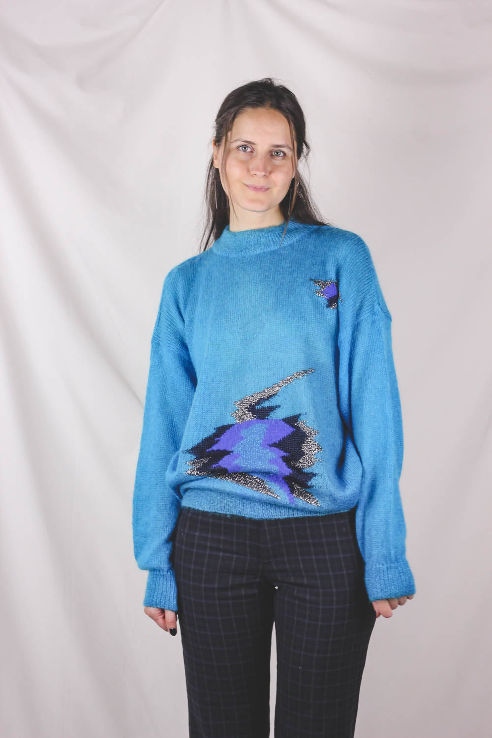 Velda turkoosi vintagemohairneule