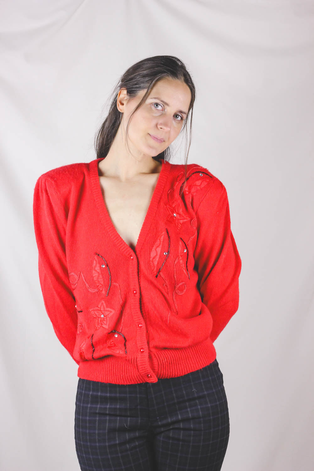 Alida punainen vintageneule