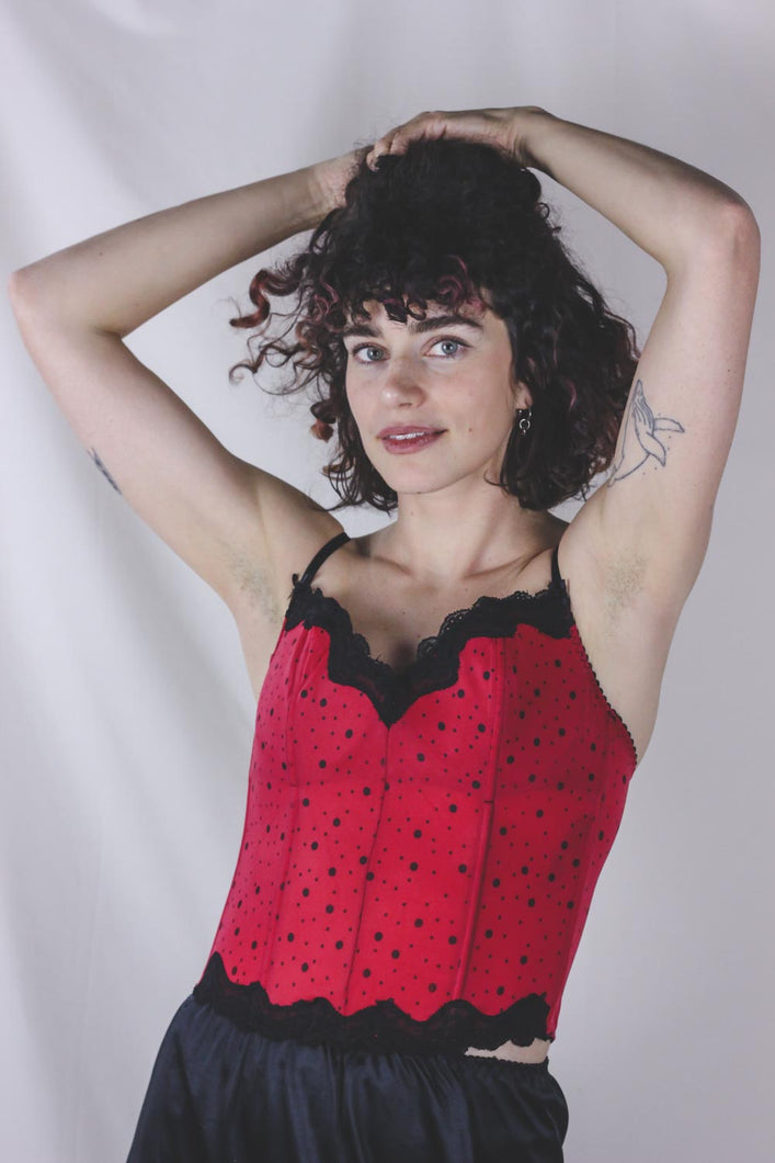 Lenia punainen vintagekorsetti 80B
